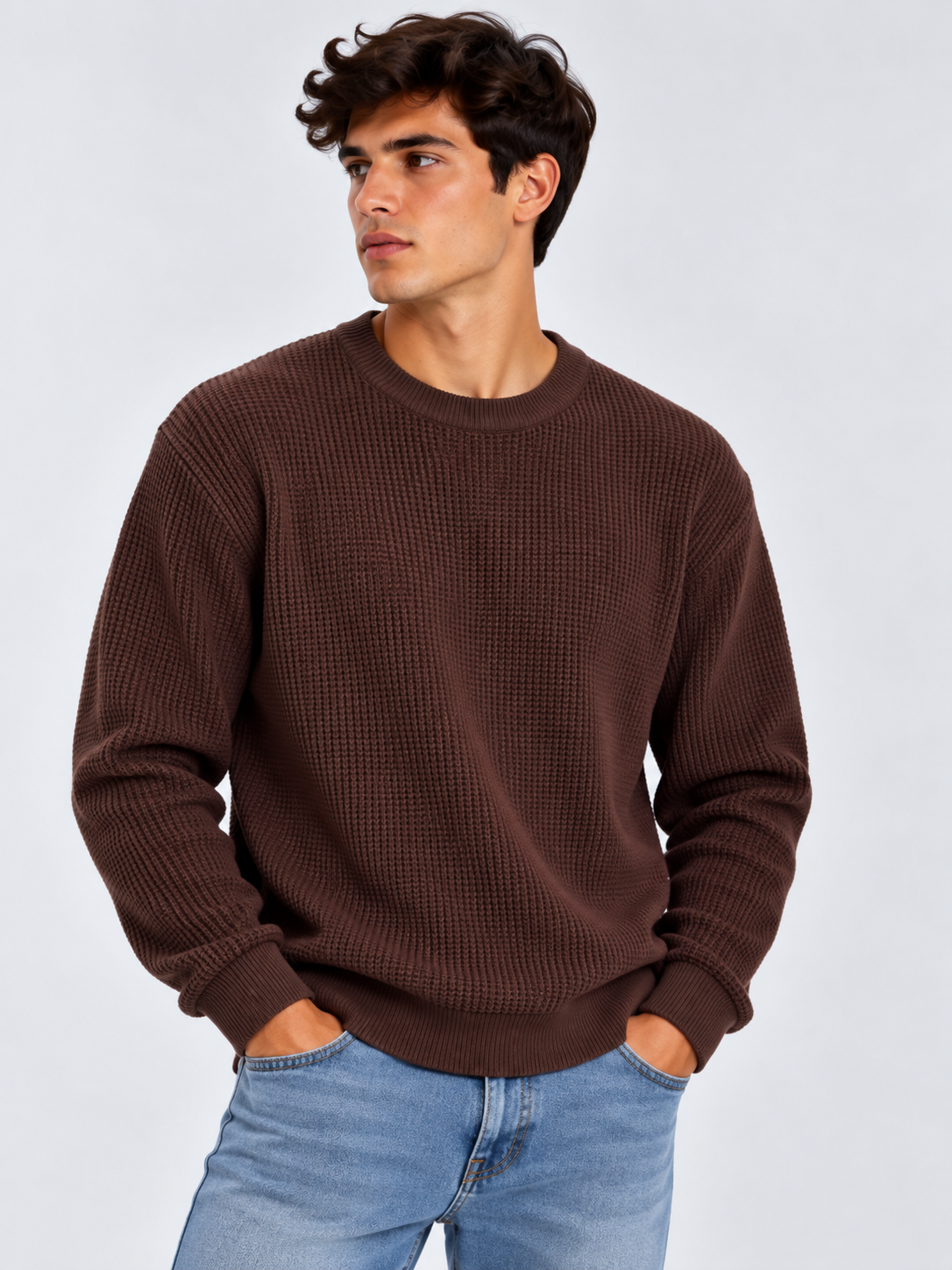 Jersey de Punto Texturizado Cuello Redondo