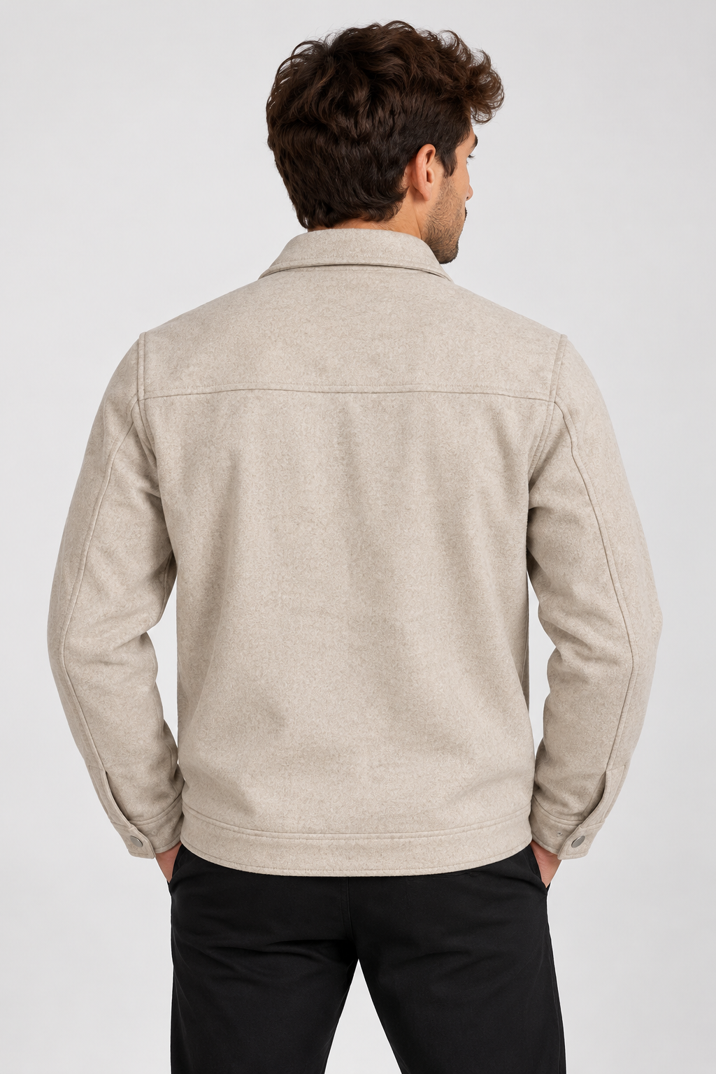 Sobrecamisa de Hombre Gris Piedra con Cremallera y Bolsillos