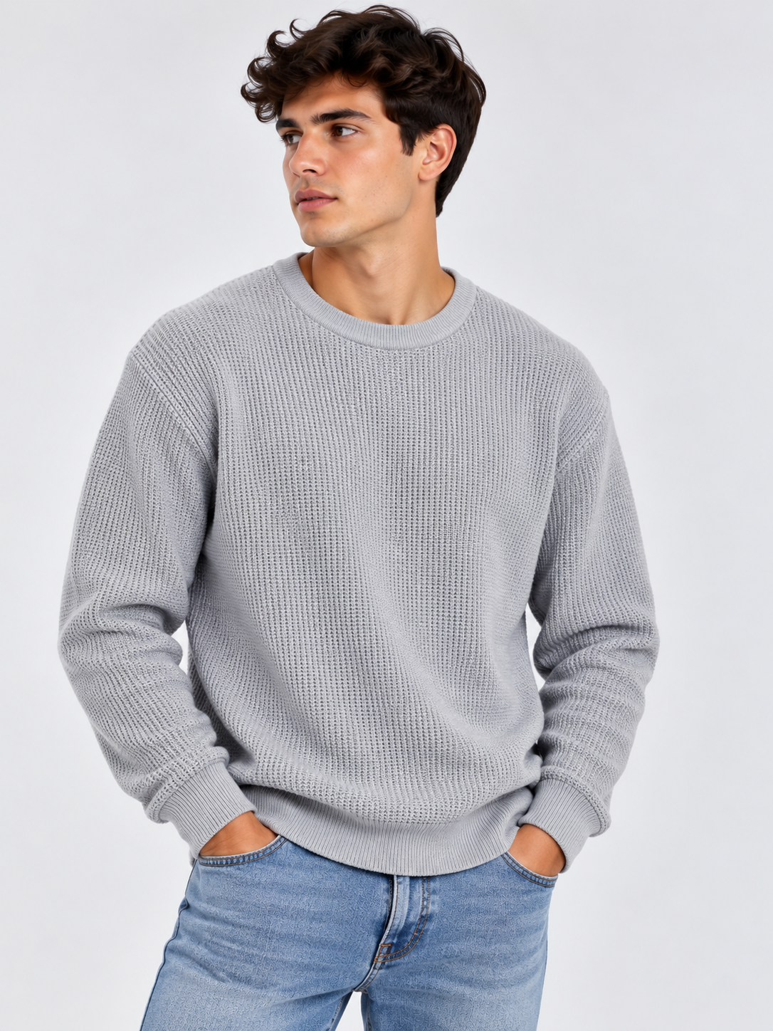 Jersey de Punto Texturizado Cuello Redondo