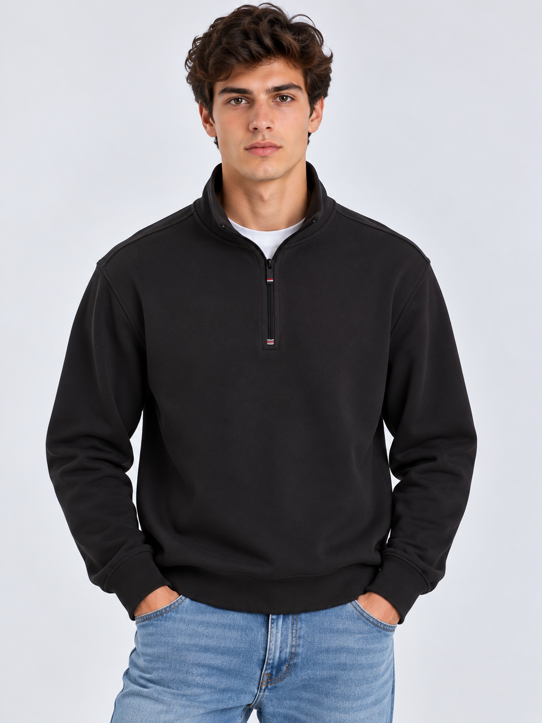 Sudadera Cuello Alto con Media Cremallera