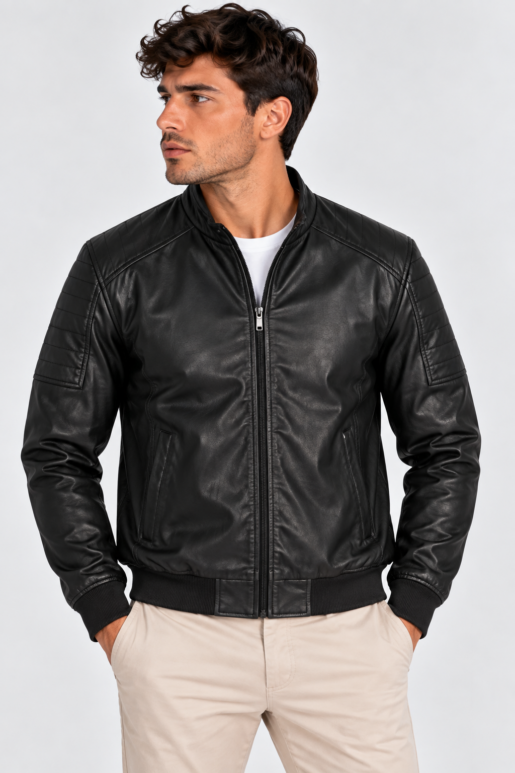 Chaqueta Bomber Efecto Piel