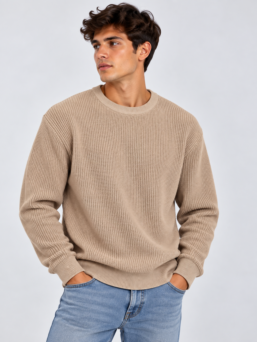 Jersey de Punto Texturizado Cuello Redondo