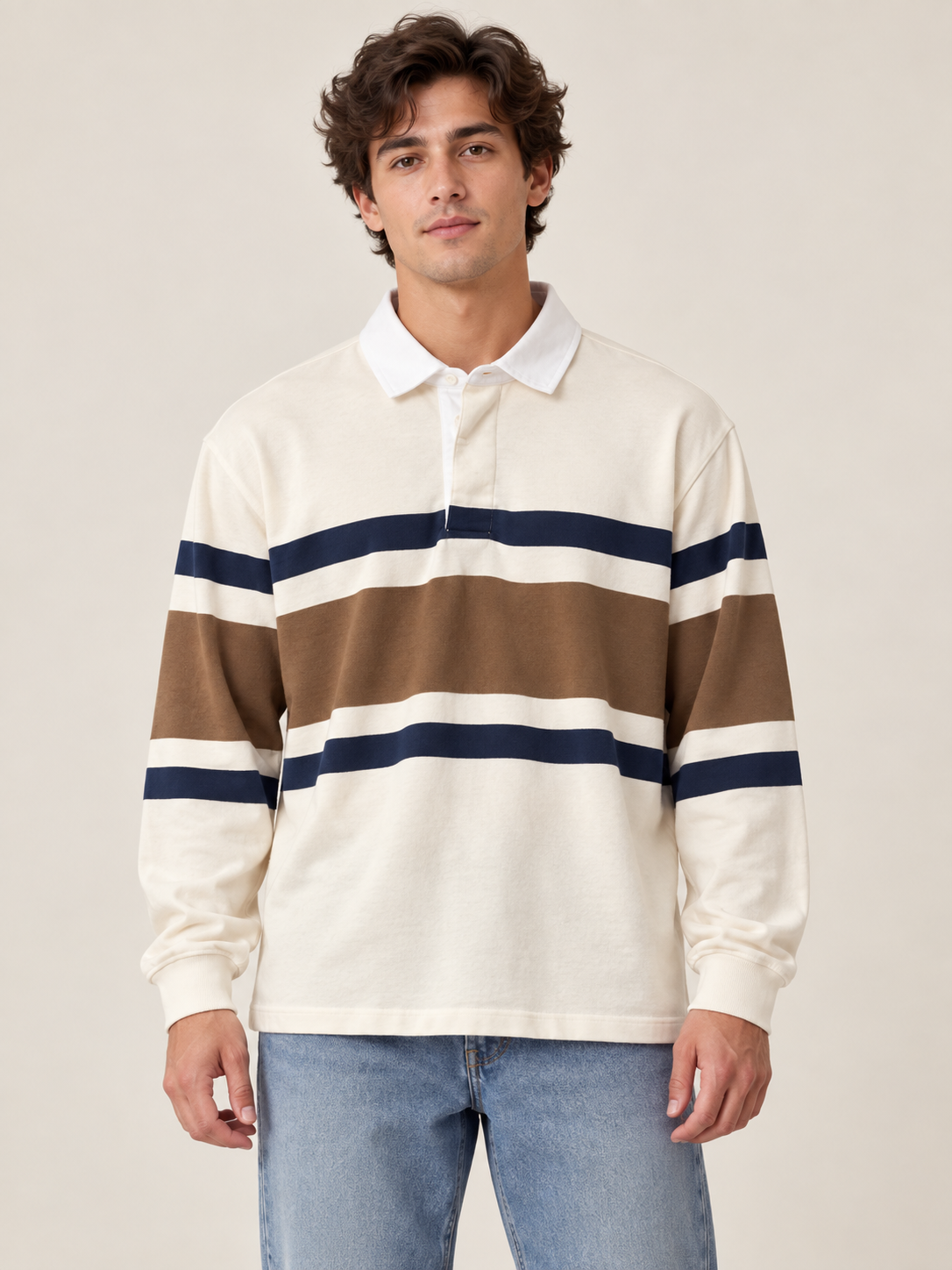 Polo Manga Larga Franjas