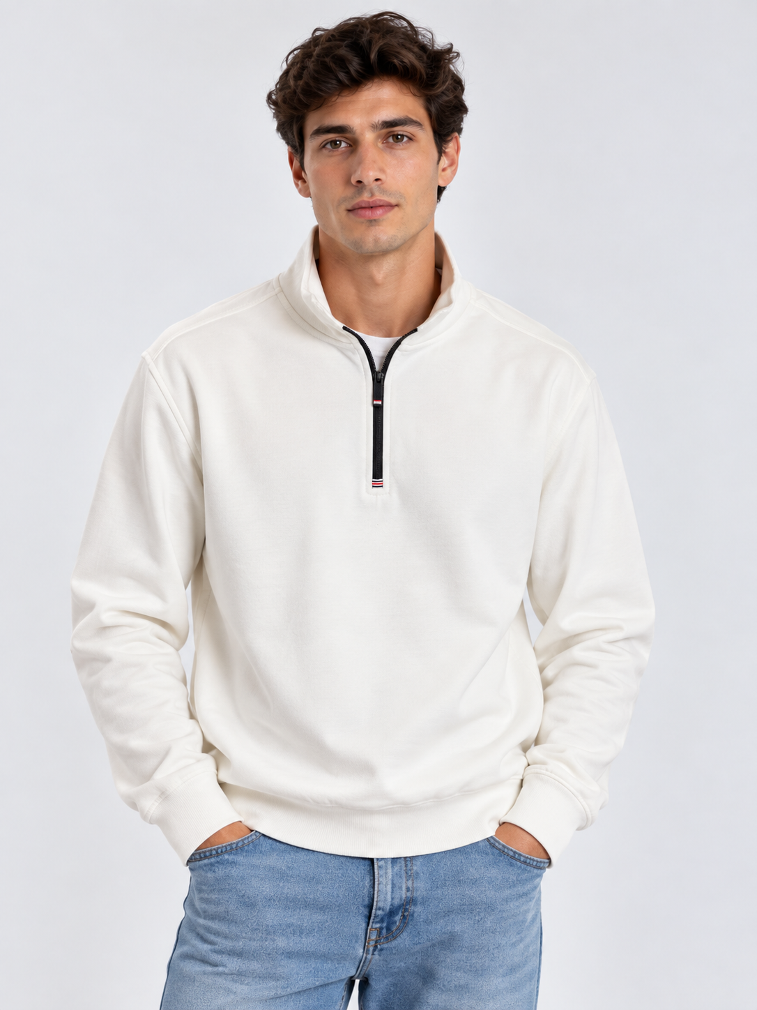 Sudadera Cuello Alto con Media Cremallera