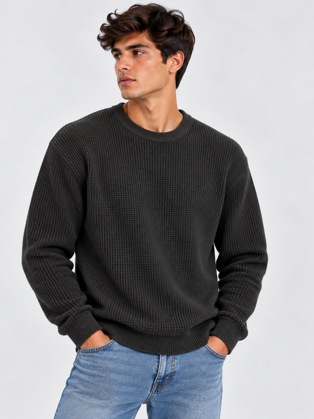 Jersey de Punto Texturizado Cuello Redondo