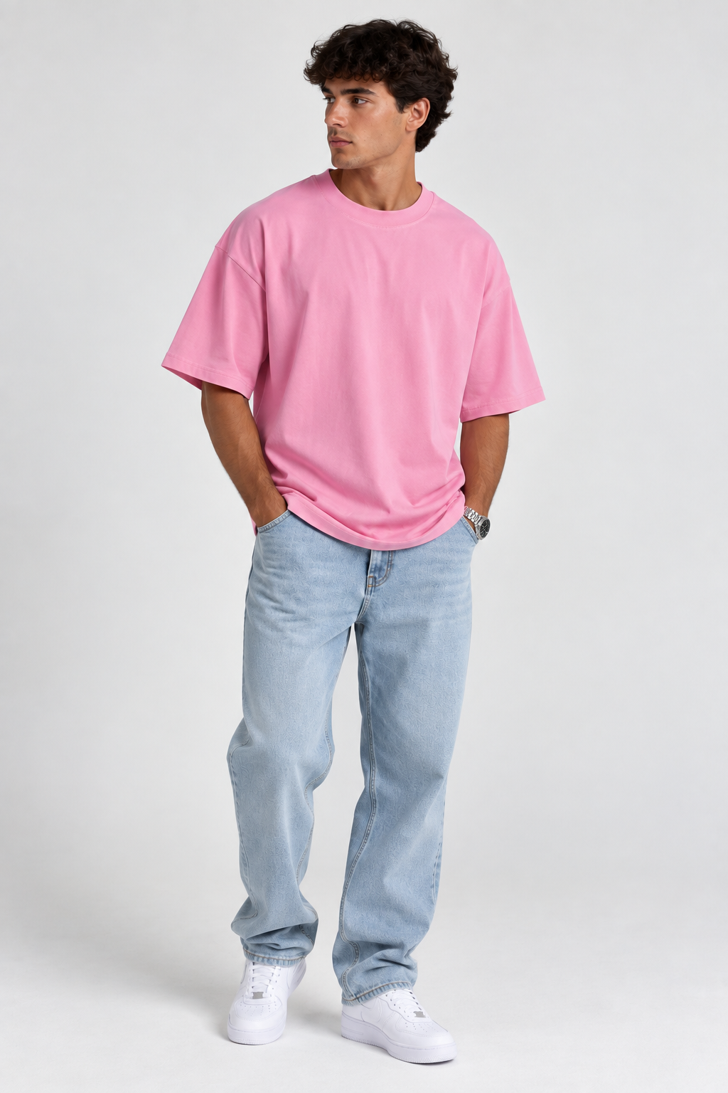 Camiseta Oversize Rosa Básica