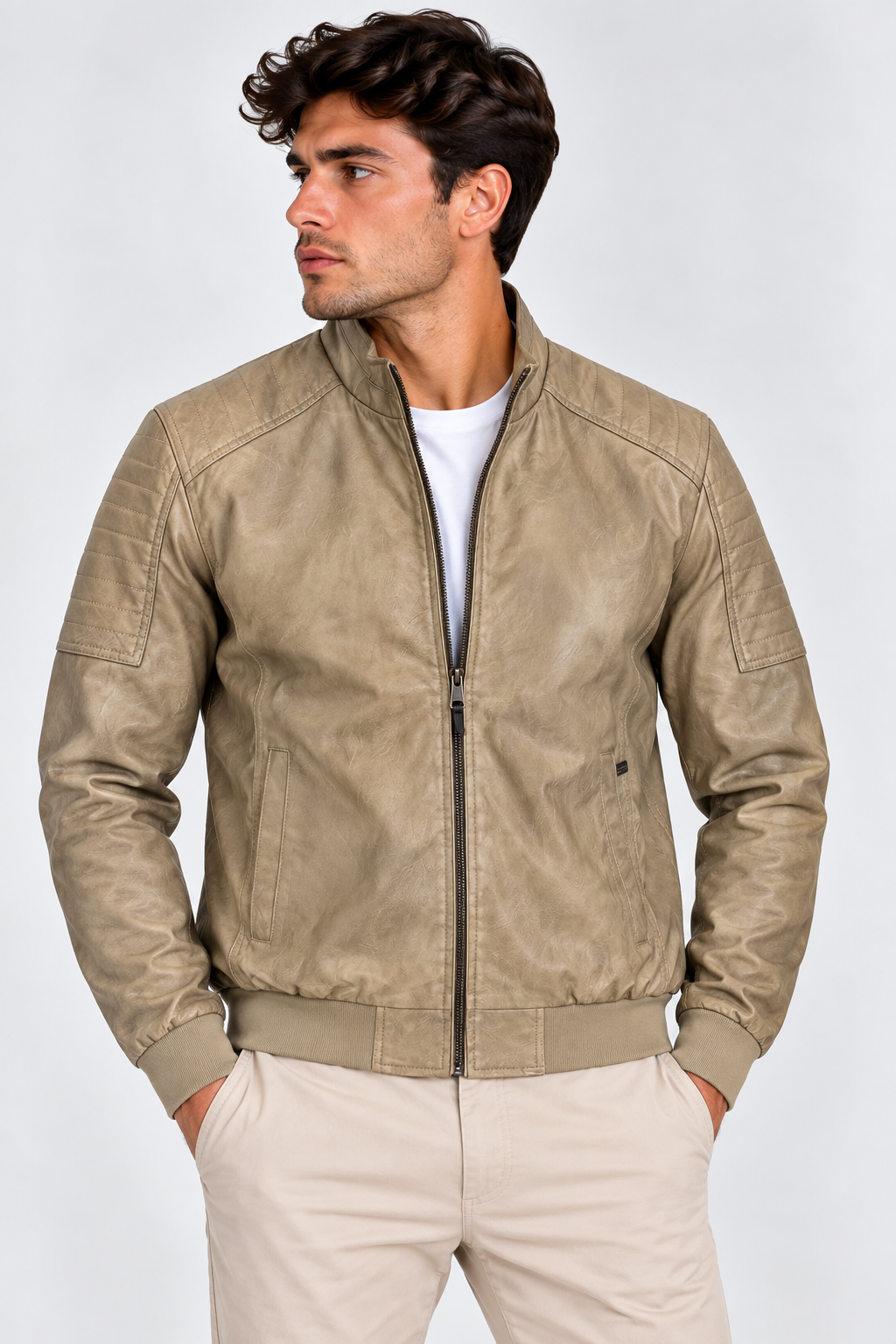 Chaqueta Bomber Efecto Piel