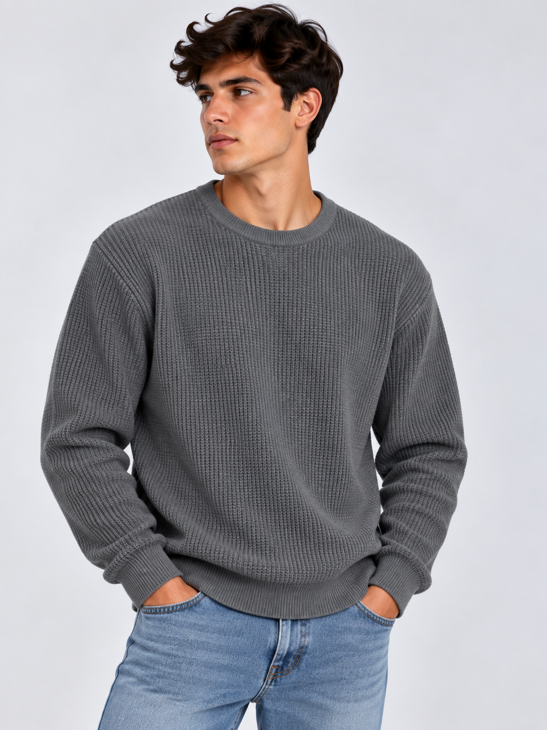 Jersey de Punto Texturizado Cuello Redondo