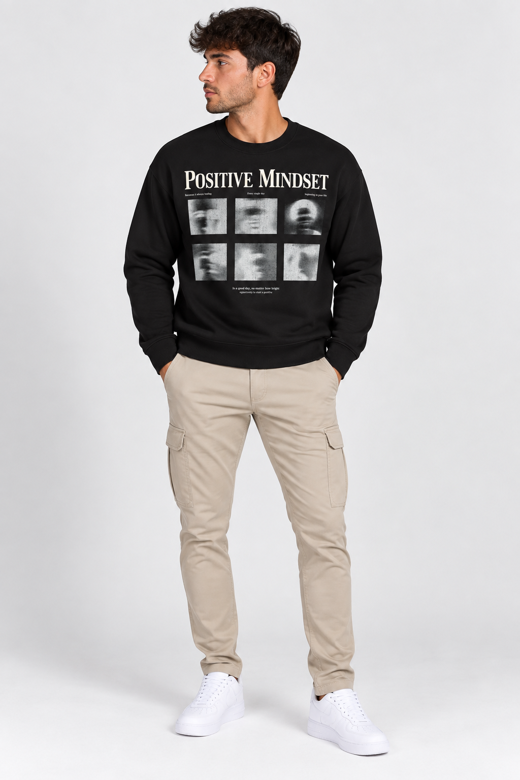 Sudadera Cuello Redondo Estampado Positive Mindset