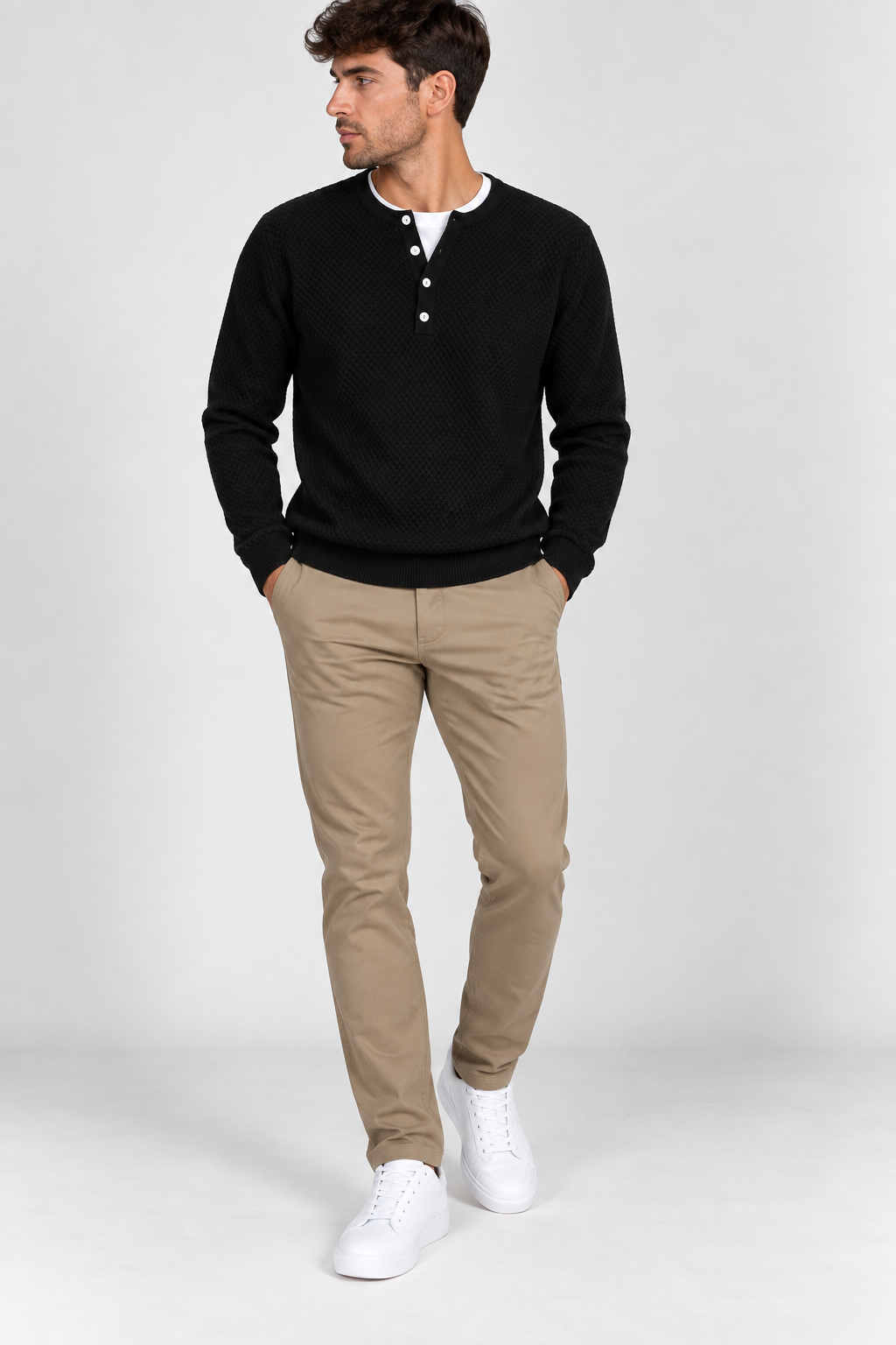 Jersey de Punto Texturizado con Botones