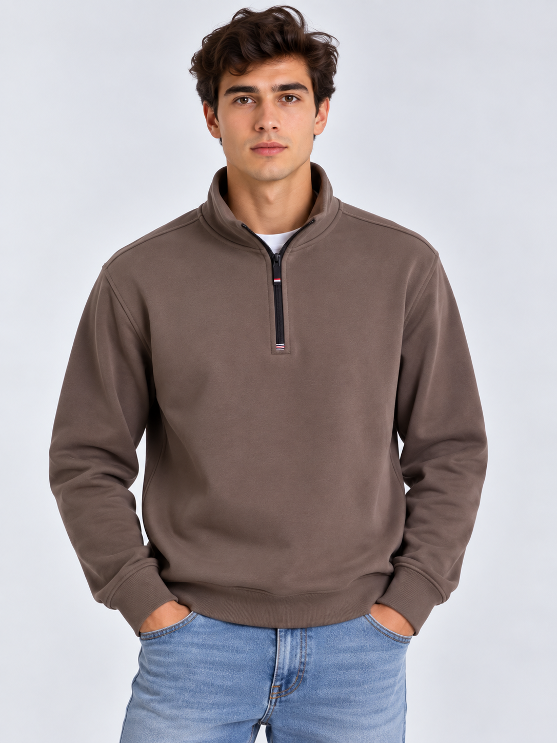 Sudadera Cuello Alto con Media Cremallera