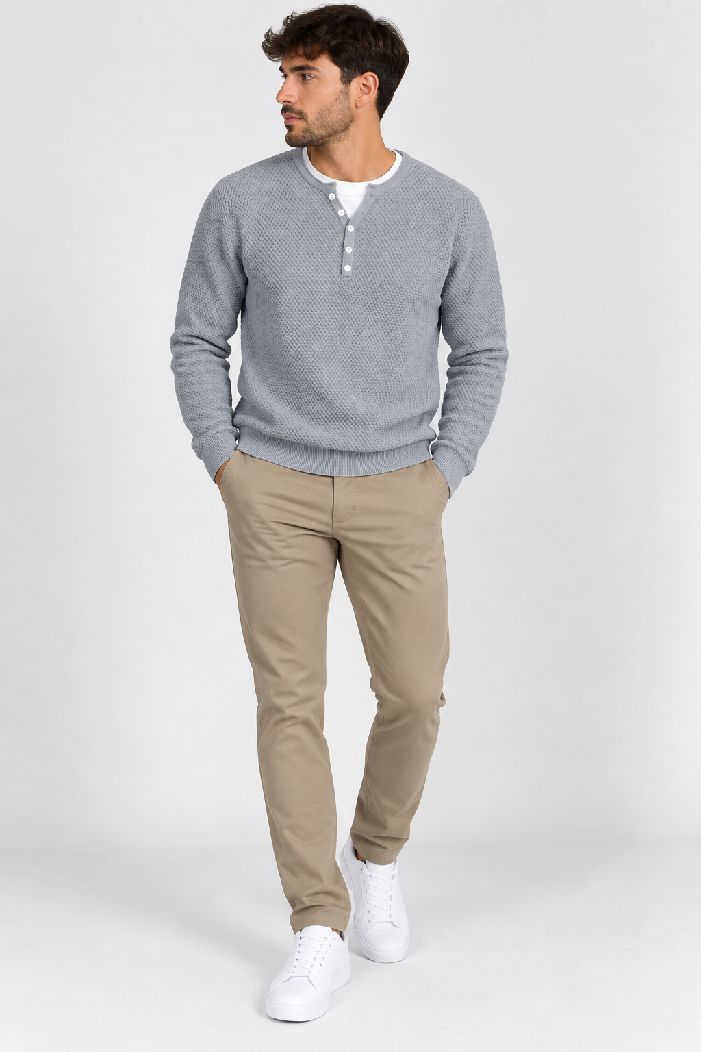 Jersey de Punto Texturizado con Botones