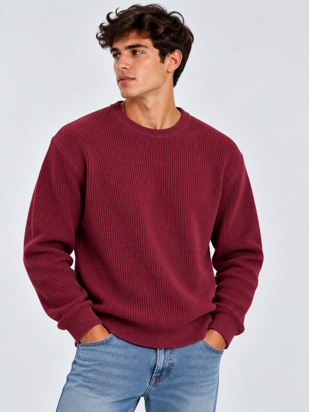 Jersey de Punto Texturizado Cuello Redondo