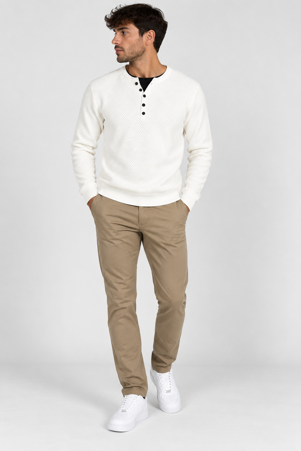 Jersey de Punto Texturizado con Botones