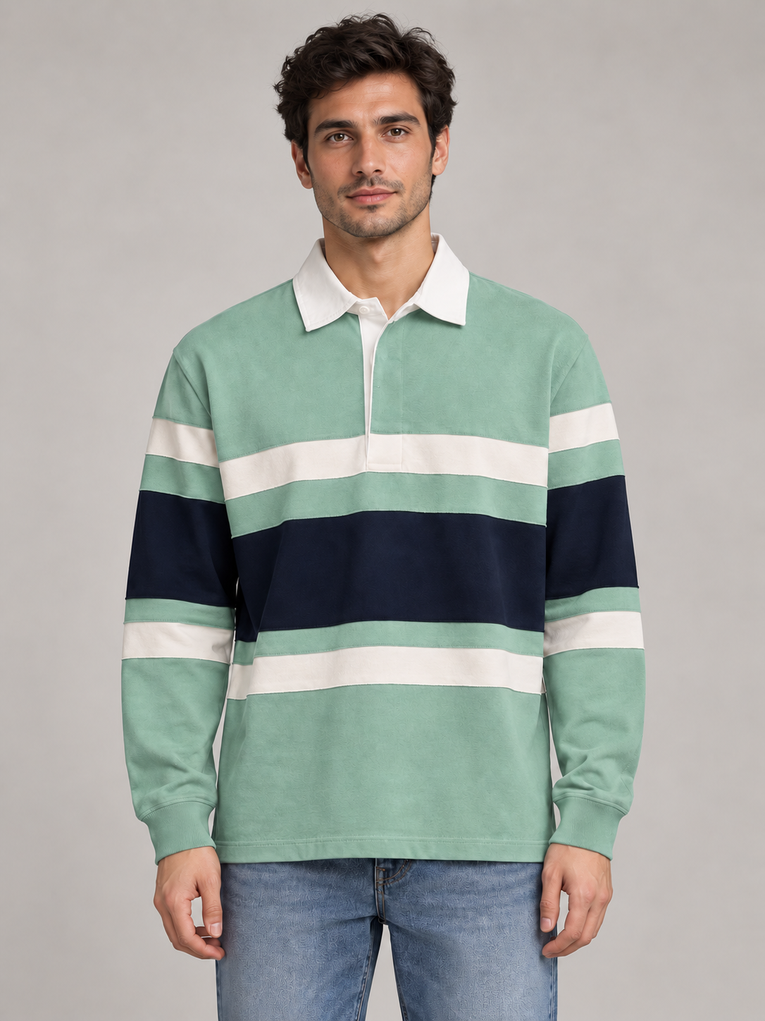 Polo Manga Larga Franjas