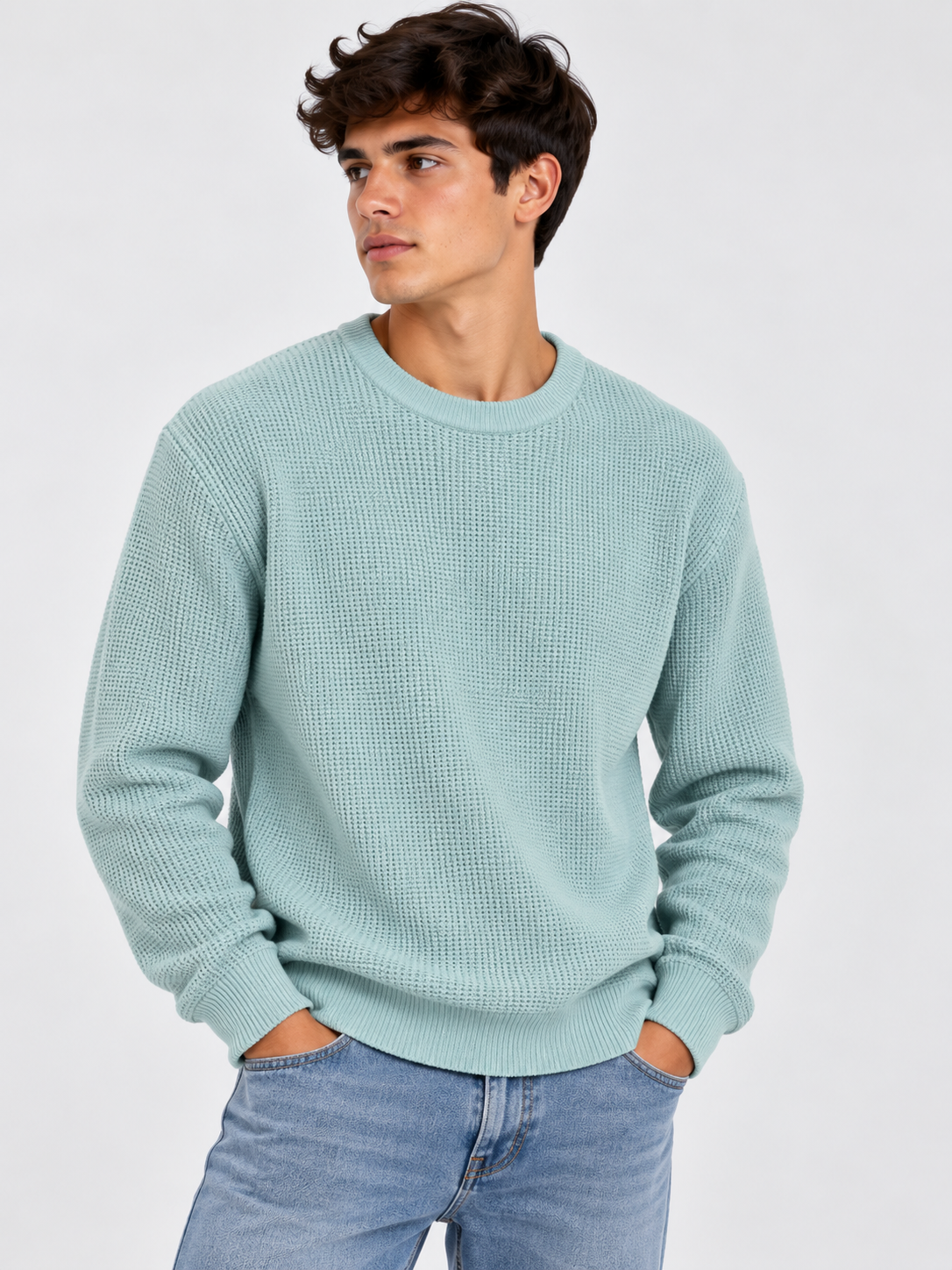 Jersey de Punto Texturizado Cuello Redondo