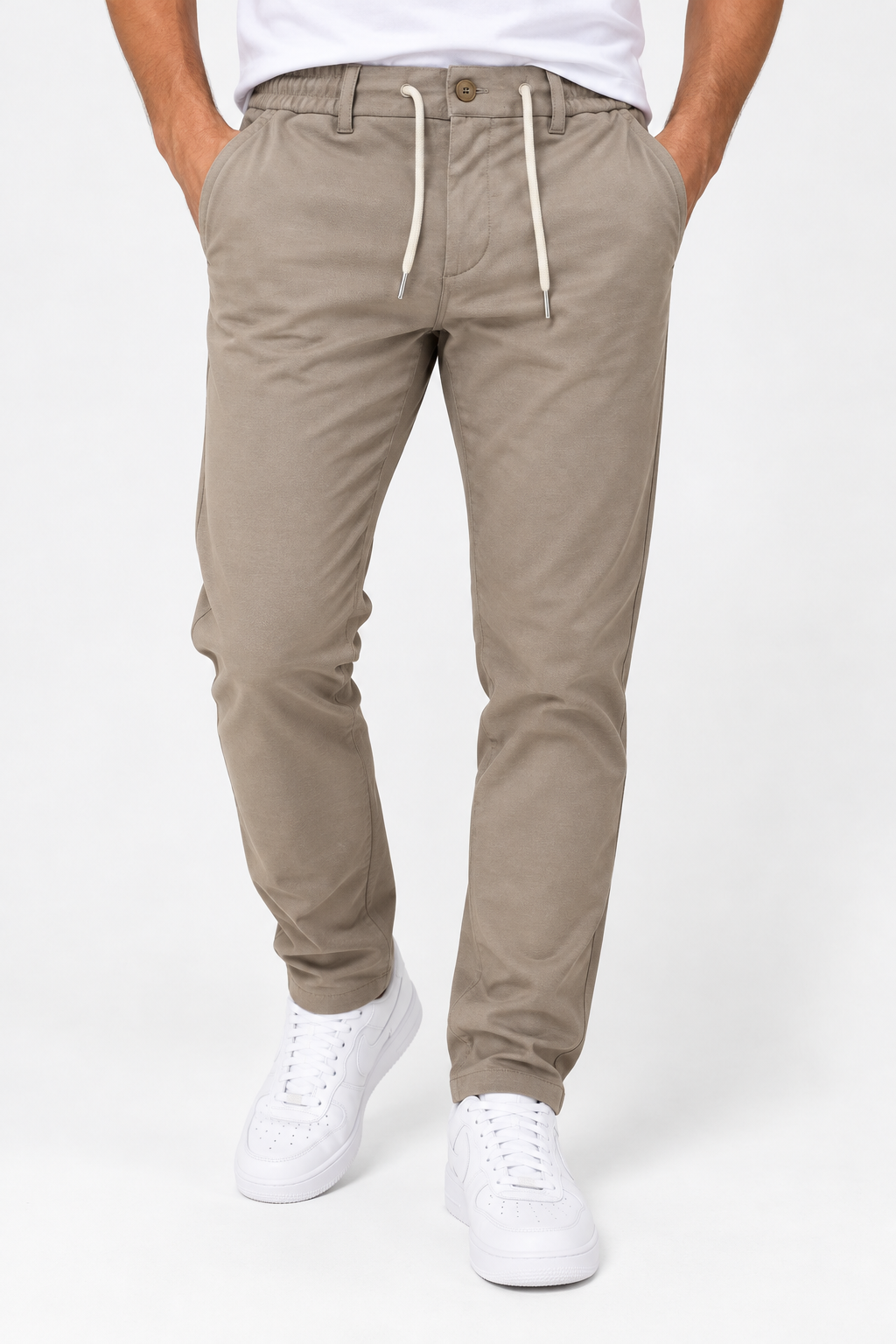 Calças Chino Jogger com Cordão Ajustável