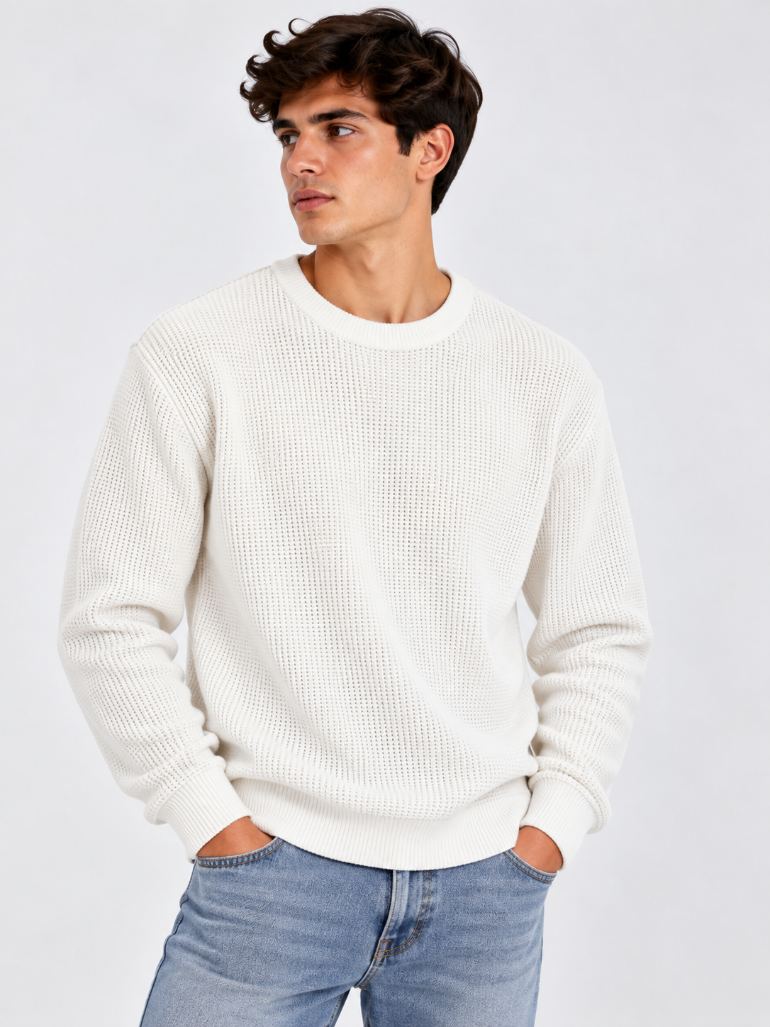 Jersey de Punto Texturizado Cuello Redondo