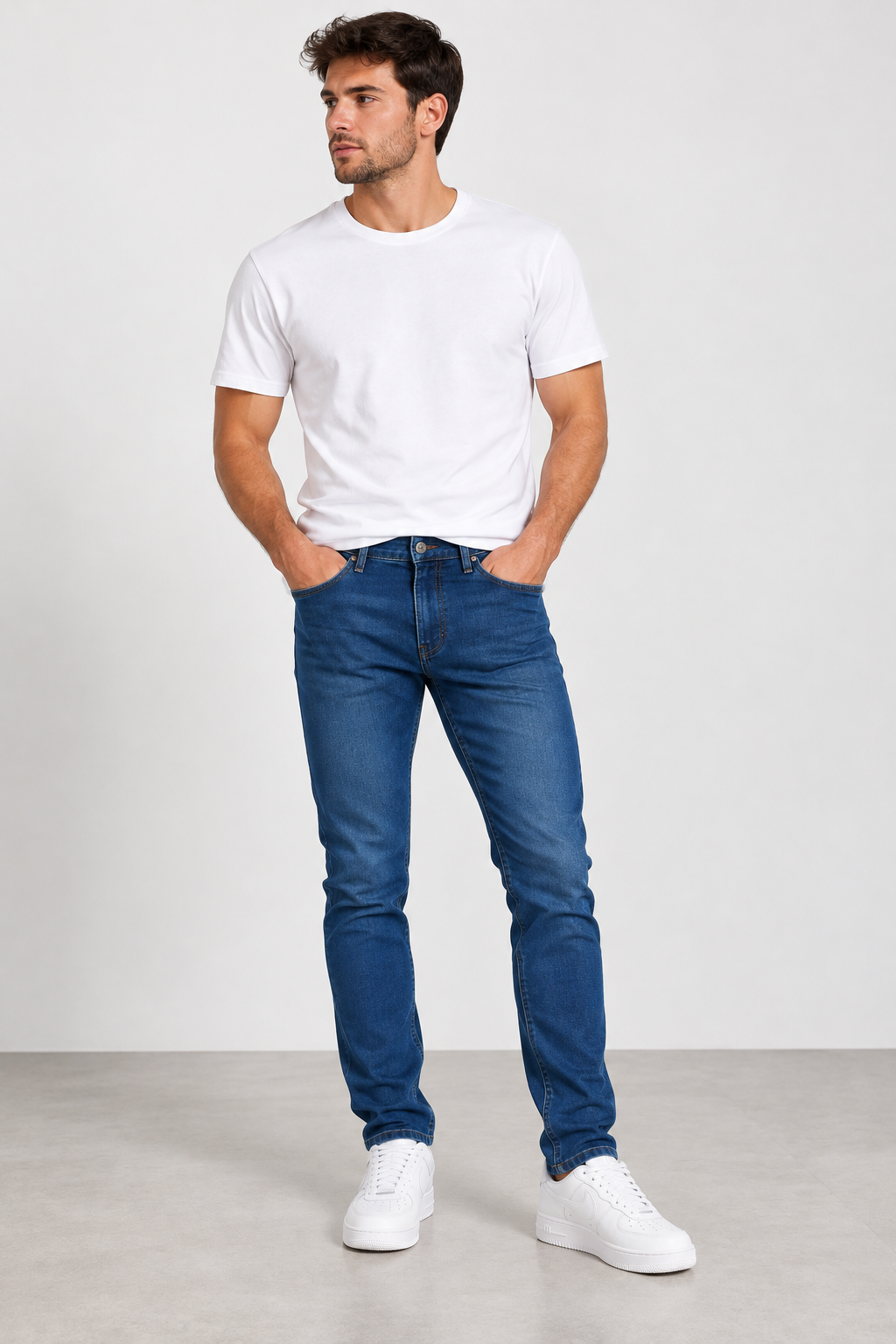 Calças de ganga slim fit azul-escuro