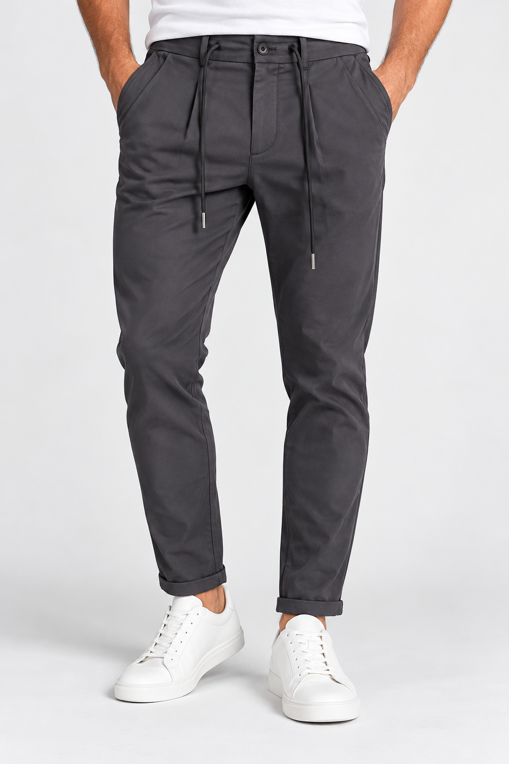Pantalón Chino Jogger de Pinzas con Cordón Ajustable