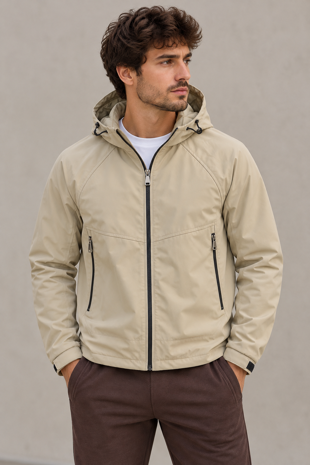 Chaqueta Impermeable con Forro Interior y Capucha Desmontable